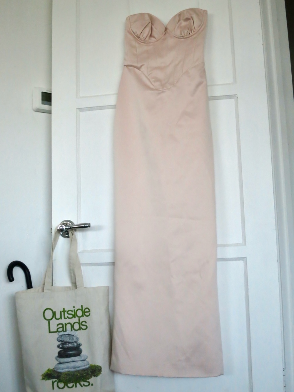 NWOT House of CB Blush Strapless Corset Maxi Gown